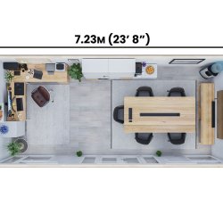 Dominator isoleret hjemmekontor 7,5x3,5m BxD p 26m2 - (model 5)