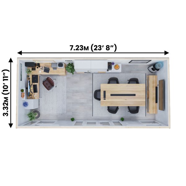 Dominator isoleret hjemmekontor 7,5x3,5m BxD p 26m2 - (model 5)