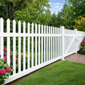 Guldklasse: Skagen hegn lige med smalle stave inkl. pvc stolper og tilbeh�r