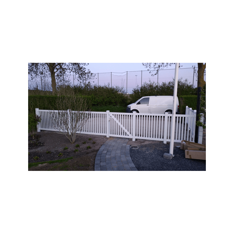 PVC tremmehegn med smalle stave i 180x80cm 