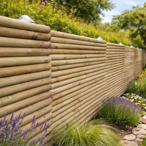 Guldklasse: Raftehegn med trykimpr�gnerede cylinderdrejede �6cm rafter inkl. tr�stolper og tilbeh�r