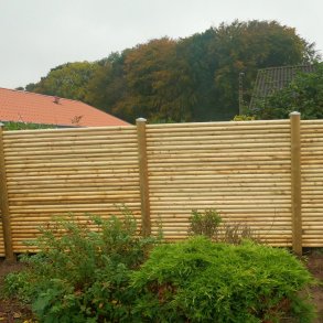 Systemhegn rafteprofil cylinderdrejet 6cm inkl. systemstolper i tr - Slvklasse