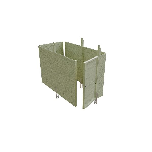 Platinklasse: Hjemsted XL enkeltcarport med saddeltag og redskabsrum model "Lisa" 430x750cm (BxL)