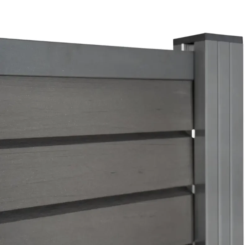 Santorini komposithegn med rhombeprofiler med alustolper i antracit - Slvklasse