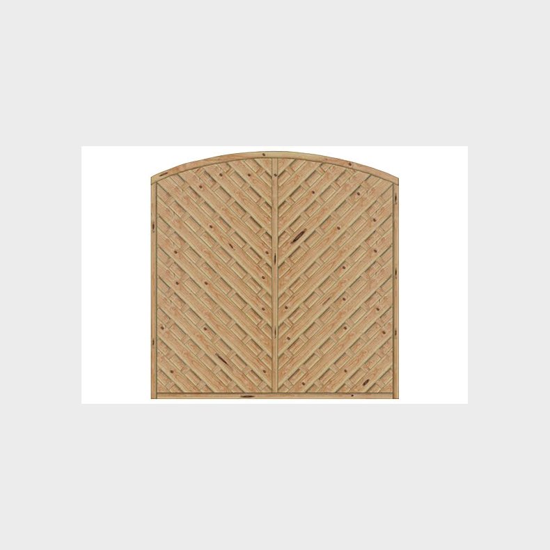 Lamelhegn med bue i lrk 180x180/161- model Saragossa