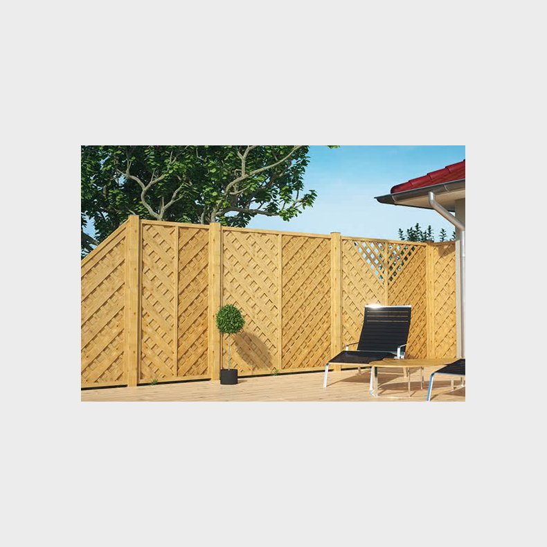 Lamelhegn i lrk med espalier 180x180cm - model Saragossa
