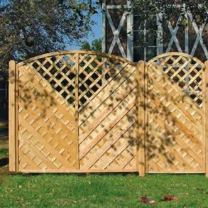 Saragossa lamelhegn med bue og espalier i l�rk 150x180/161 (BxH)