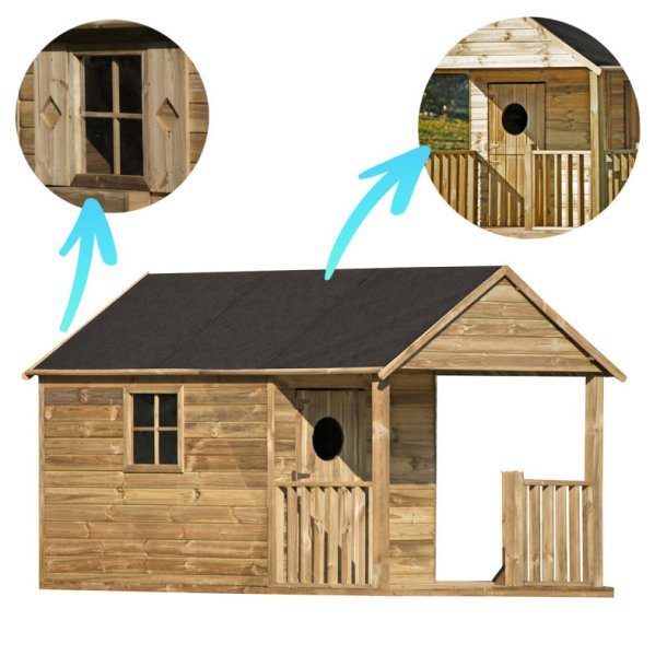 Simon legehus med udhng  et klassisk trlegehus til leg og kreativ udfoldelse