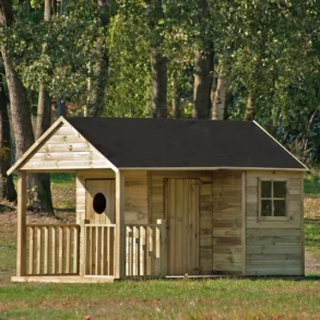 Simon legehus med udhng  et klassisk trhus til leg og fantasi