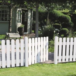 Skagen stakit i grundmalet gr/hvid model "Holsten" 200x80cm (BxH)