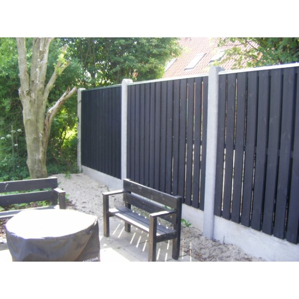 Brddehegn lodret, trykimp. Gran sortmalet 189x120cm (150cm over jord)