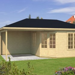 Stilling havehus med overdkning p 13,9m2 + 11m2 overdkning i ubehandlet tr