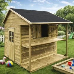 S�lvklasse: Zacharias tr�legehus med k�bmandsdisk