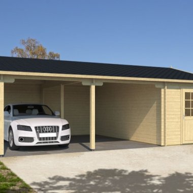 Varde dobbeltcarport med skur (70mm godstykkelse) (carport model)