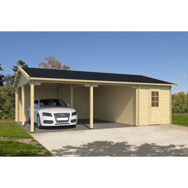 Varde dobbeltcarport med skur (70mm godstykkelse)