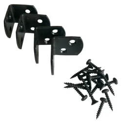 Vinkel hegnsbeslag 4 stk. varmgalvaniseret pulverlakeret sort