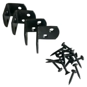 Vinkel hegnsbeslag 4 stk. varmgalvaniseret pulverlakeret sort