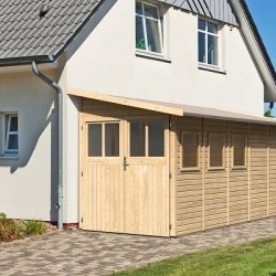 Volstrup model 5 redskabsskur til montage op ad husmur i ubehandlet p 8m2