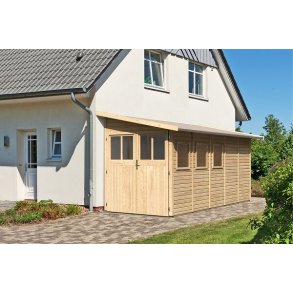 Volstrup model 5 redskabsskur til montage op ad husmur i ubehandlet p 8m2