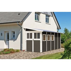 Volstrup model 5 redskabsskur til montage op ad husmur i terra gr p 8m2