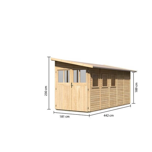 Volstrup model 5 redskabsskur til montage op ad husmur i ubehandlet p 8m2