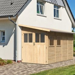 Volstrup model 4 redskabsskur til montage op ad husmur i ubehandlet p 6,4m2