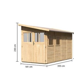 Volstrup model 4 redskabsskur til montage op ad husmur i ubehandlet p 6,4m2