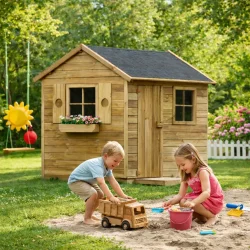 Wilma legehus i tr� � et hyggeligt og sikkert sted til leg og fantasi - S�lvklasse 2m2 